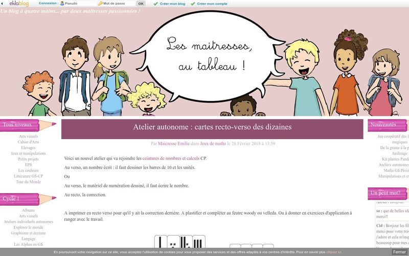 Atelier autonome : cartes recto-verso des dizaines - Maitresse, au tableau !